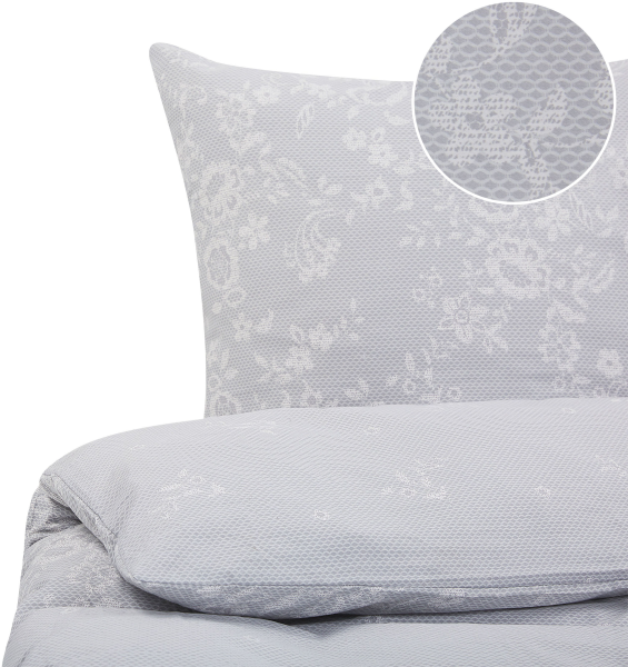 Bettwäsche-Set MORNINGSIDE 220x240 cm Baumwoll-Satin Grau