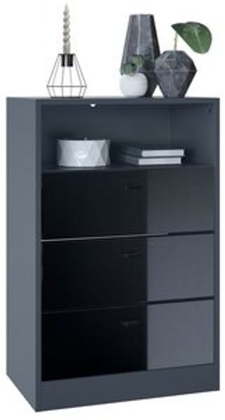 Vladon Kommode Pino V2, Anrichte mit 3 Schubladen & 1 offenem Fach, Anthrazit matt/Schwarz Hochglanz ohne LED (56 x 86,5 x 36 cm) Bild 6