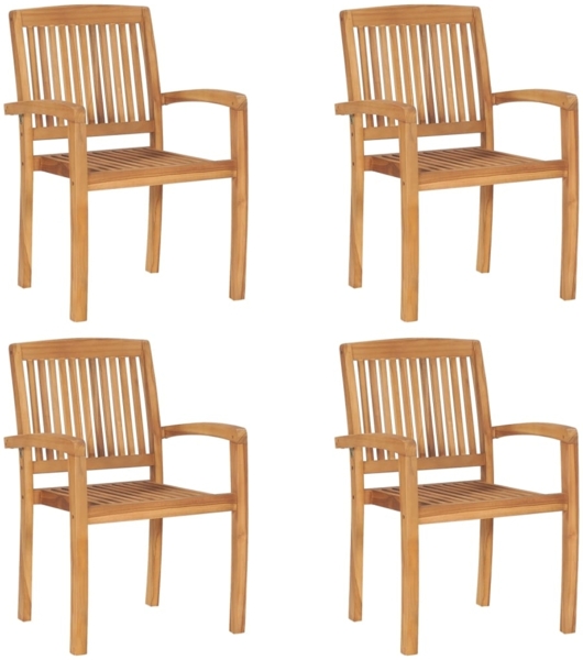 vidaXL Stapelbare Gartenstühle mit Kissen 4 Stk. Massivholz Teak 3073266