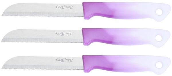 3 Stück Küchenmesser 18 cm mit ergonomischem Griff - vielseitig & pflegeleicht, Lila