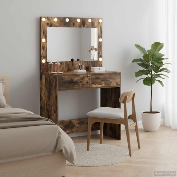 vidaXL Schminktisch Geräucherte Eiche 78,5 x 41 x 135 cm Holzwerkstoff 865032