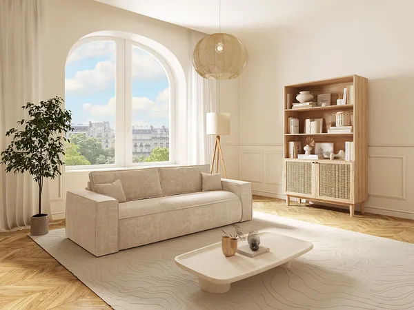 Vente-unique - AMELIA Sofa Stoff Beige - B 105 cm x H 80 cm x L 216 cm