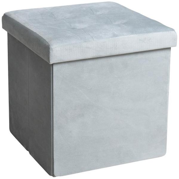Faltbarer Sitzhocker Fußhocker Hocker Aufbewahrungsbox Sitzwürfel Box Hellgrau