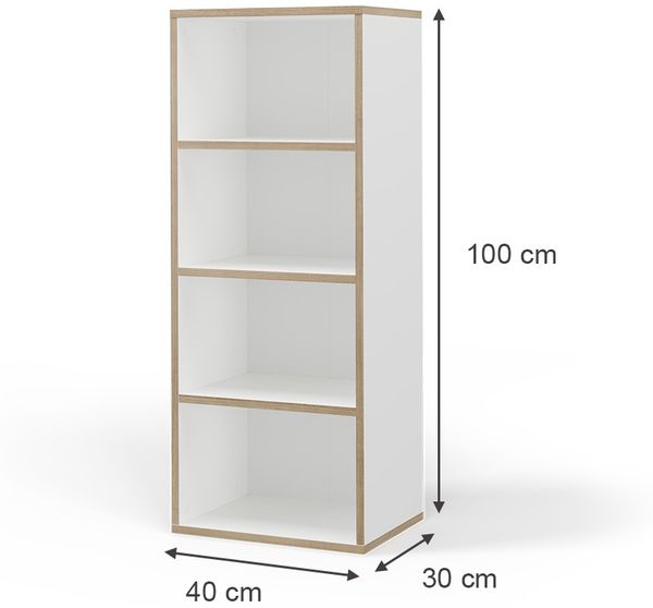 Bücherregal Tetrix Weiß 40 x 100 cm mit 4 Fächern Vicco Bild 2