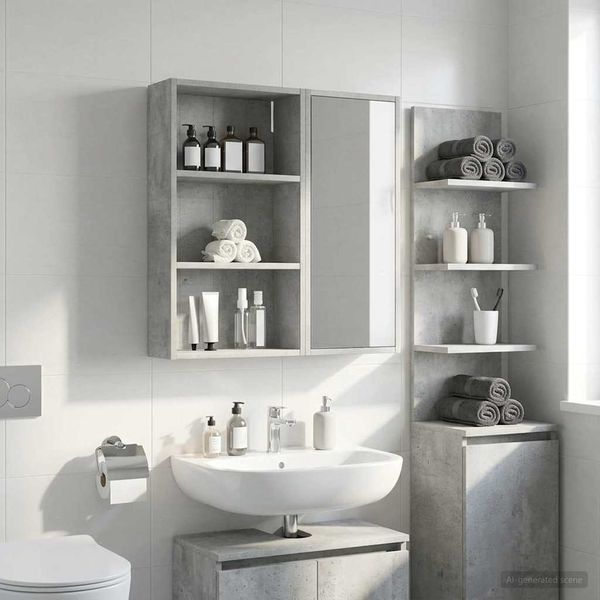 vidaXL Badezimmer-Wandschrank Betongrau 40 x 14 x 70 cm Holzwerkstoff 889362