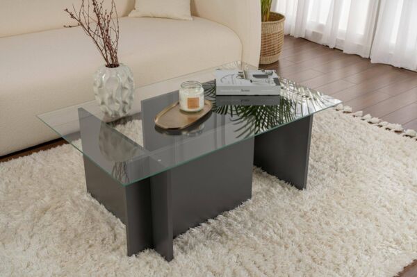 Dmora Couchtisch Illasi 105x65x40h cm Schwarz, Rechteckig