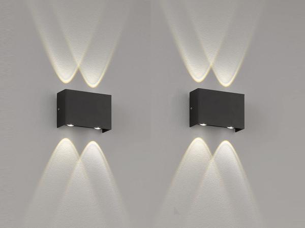 LED Außenwandleuchten 2er SET Schwarz mit Up Down Licht - 12cm breit