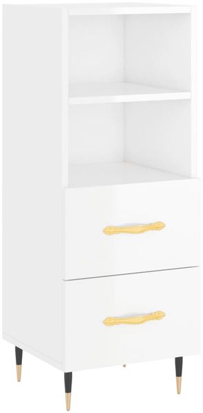 Sideboard, Kommode Hochglanz-Weiß 34,5x34x90 cm Holzwerkstoff j1787p
