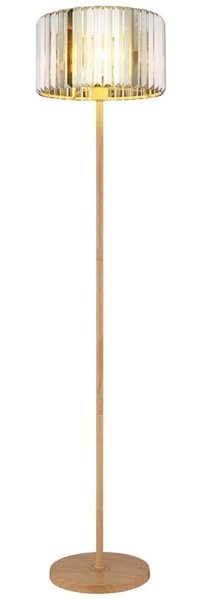 LED Stehleuchte, Metall Holzoptik, Kristalle rauch, H 150 cm