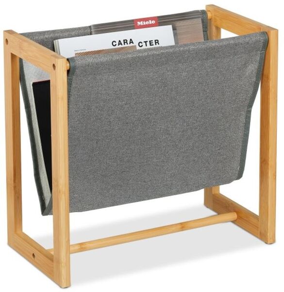 Relaxdays Zeitschriftenhalter Bambus & Stoff