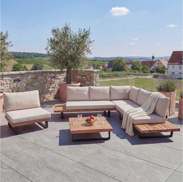 MCW Loungeset MCW-H54-Set, (4-tlg), Wasserabweisende und abnehmbare Bezüge, Hohe Stoffqualität 230g/m²