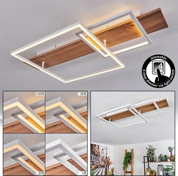 hofstein Deckenleuchte »Palermo« dimmbare Deckenlampe aus Metall/Holz, 3000 Kelvin