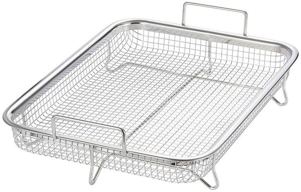 Spetebo Ofenschale Edelstahl Backofen Grillkorb mit Griffen 32x22 cm, Edelstahl, (Stück, 1-St, Grillkorb), Metall Ofen Pommesgitter Backkorb Grillgitter Gitterkorb mit Griffen