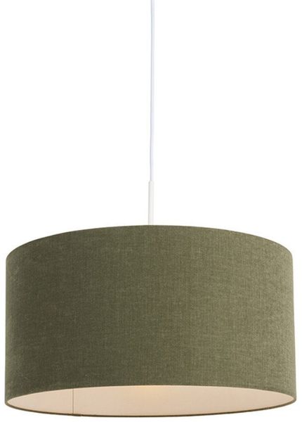 Qazqa Pendelleuchte Combi, ohne Leuchtmittel, E27, Grün, Modern, Textil, 1-flammig