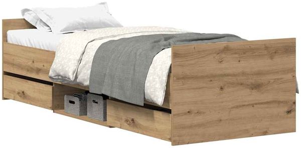 Einzelbettgestell Design für Erwachsene ohne Matratze Artisan-Eiche 90x190cm Holzwerkstoff d3969e