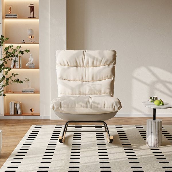 PXloue Schaukelstuhl Bequemer Sessel mit weichem Stoffbezug und stabilem Metallrahmen (1 St), Eleganter Relaxstuhl für Ihr Wohnzimmer, ideal für entspannte Momente