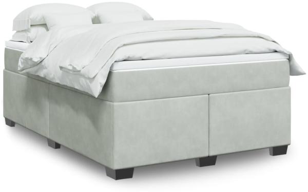 vidaXL Boxspringbett mit Matratze Hellgrau 140x200 cm Samt 3285287