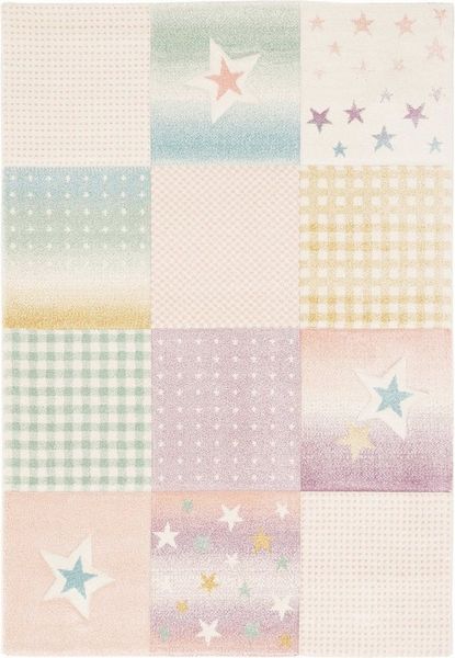 Pergamon Kinderteppich Kinder Teppich Maui Kids Karo Stars, Rechteckig, Höhe: 13 mm