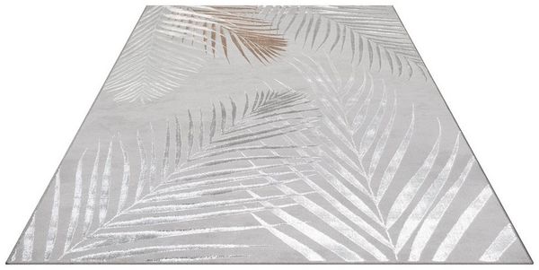 OTTO home Teppich Luvvi, rechteckig, Höhe: 8 mm, Kurzflor, modernes Blätter Design, Hoch-Tief-Struktur, Wohnzimmer