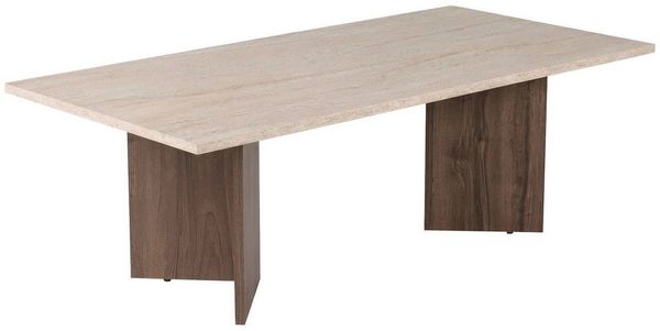 Stilvoller Couchtisch, 119 x 60 x 40 cm | 100% melaminbeschichtete Spanplatte, 18 mm stark | Elegante Oberfläche in Travertin- und Venezia-Walnuss-Optik, Tragkraft 25 kg