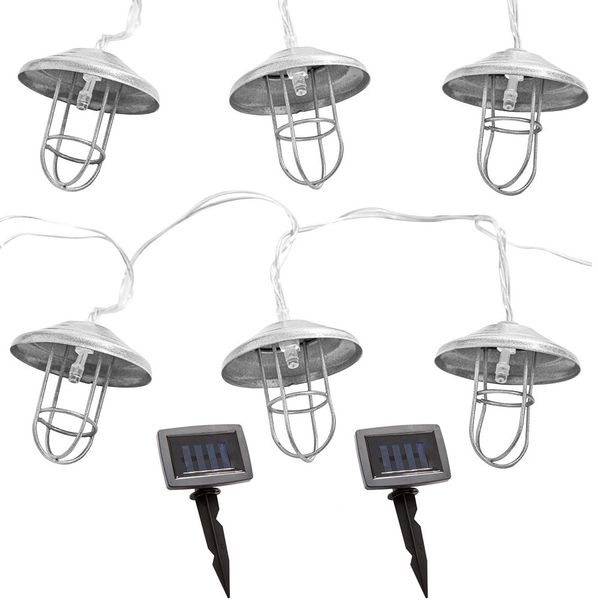 LED Solarleuchte, Lichterkette, 20x Laterne, Erdspieß, L 200cm