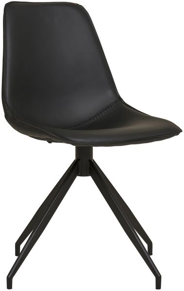 House Nordic Esszimmerstuhl mit Dreh, PU, schwarz, schwarze Beine, HN1228 - 2er set