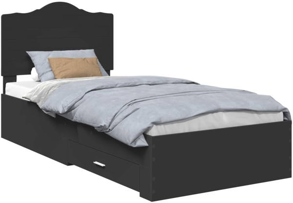 vidaXL Bettrahmen mit Kopfteil Schwarz 75x190 cm Holzwerkstoff 3413667