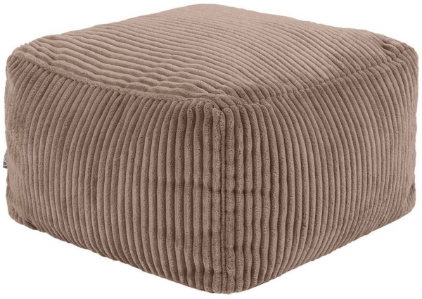 Icon Amara Hocker, Mokkabraun, Flauschiger Cord Stoff, Sitzsack Cord, Sitzpuff Hocker mit Füllung, Fußhocker für das Wohnzimmer, Deko Wohnzimmer