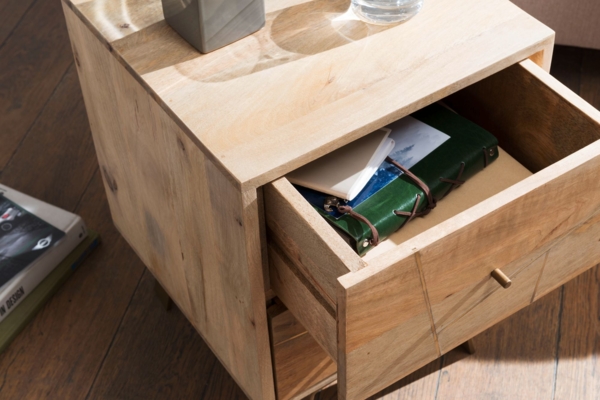 Wohnling 'Sikar' Nachtkonsole, 40 x 56 x 40 cm, Mango Massivholz, hoher Nachtschrank Bild 10