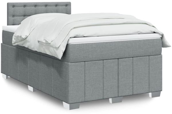 vidaXL Boxspringbett mit Matratze Hellgrau 120x190 cm Stoff 3287021