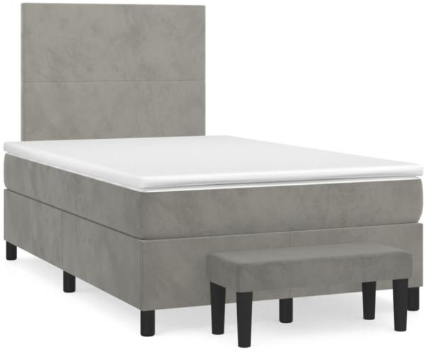 vidaXL Boxspringbett mit Matratze Hellgrau 120x190 cm Samt 3270457