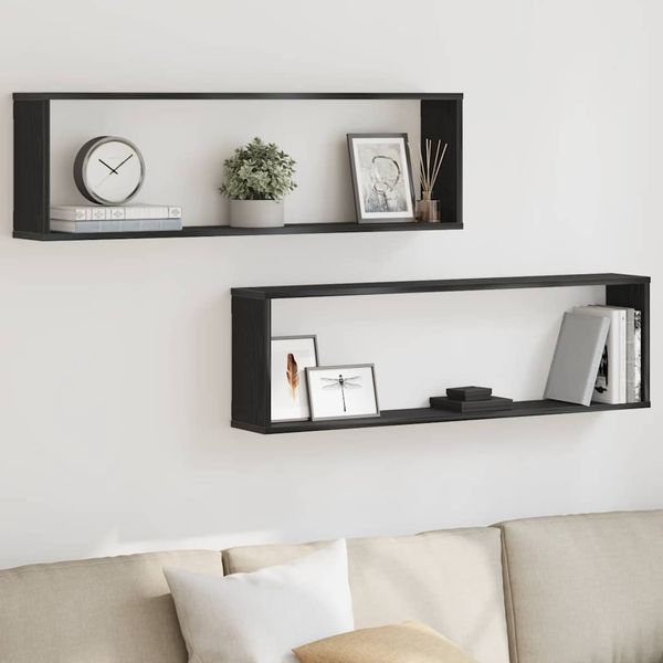 vidaXL Würfelregale 2 Stk. Schwarz Eichen-Optik 100x15x30 cm 862058