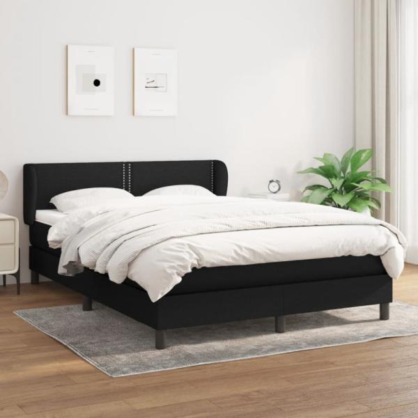 vidaXL Boxspringbett mit Matratze Schwarz 140x190 cm Stoff 3126159