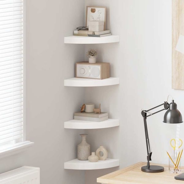 Bücherregal Wand 4 pcs, Eck-Schweberegale Weiß 25 x 25 x 3,8 cm MDF