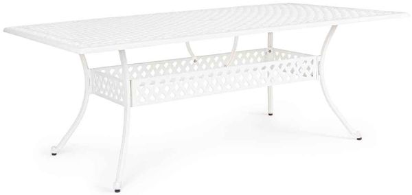 Gartentisch Evrely aus Aluminium, klassisch rechteckig, weiß, 213x107 cm, für 6–8 Personen