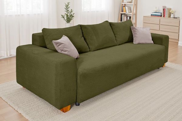COLLECTION AB Schlafsofa Yves, B: 243 cm, Liegefl. 142x194 cm, Bettfunktion, Bettkasten & 2 Zierkissen, Federkern