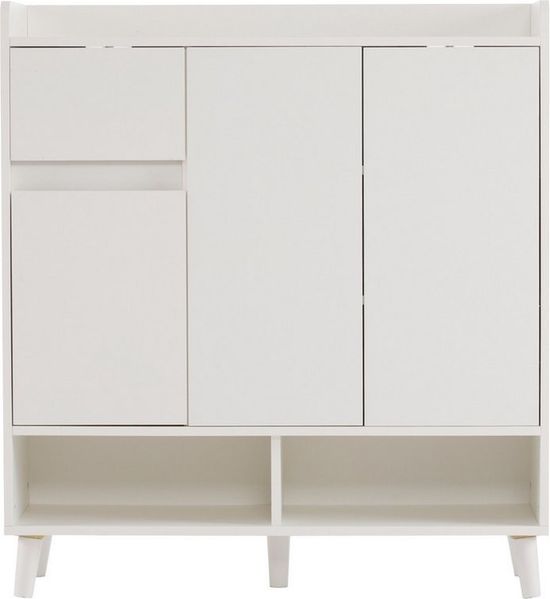 KLAM HOME Schuhschrank Schuhregal Kommode Sideboard mit verstellbaren Einlegeböden 99*35*90cm (für Single-Wohn- und Familiennutzung) mit Massivholzbeinen 1 Schublade Bietet Platz für 12 Paar Schuhe