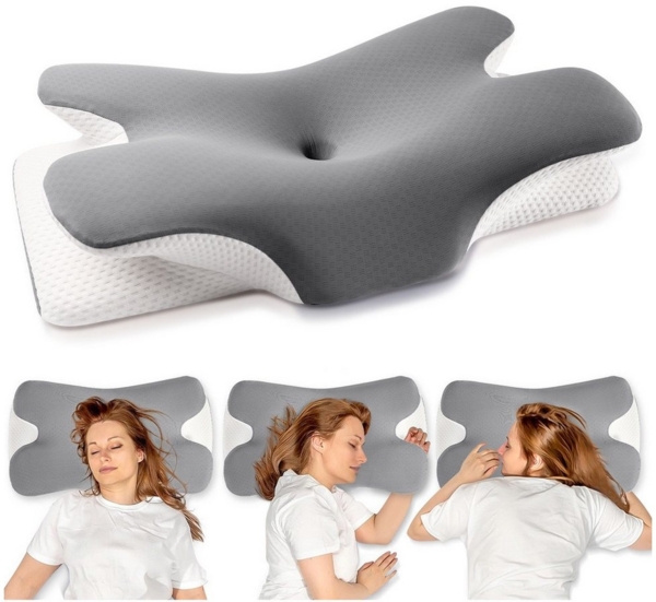 MULISOFT Nackenstützkissen Seitenschläferkissen,Orthopädisches Kissen, Füllung: Memory Foam, Rückenschläfer, Seitenschläfer, Bauchschläfer, kopfkissen nackenschmerzen, Nackenstutzkissen-Set,atmungsaktives Eis-Seidenmaterial,Kissen, Waschbar, Antischnar...