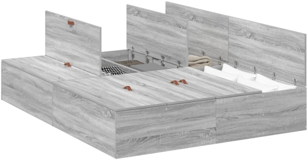 vidaXL Aufbewahrungsbettgestell Graues Sonoma 135 x 190 cm 3335442