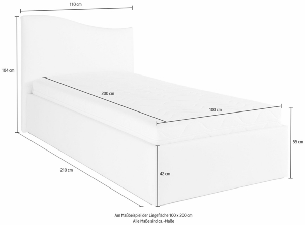 Westfalia Schlafkomfort Polsterbett, inkl. Bettkasten bei Ausführung mit Matratze Bild 3