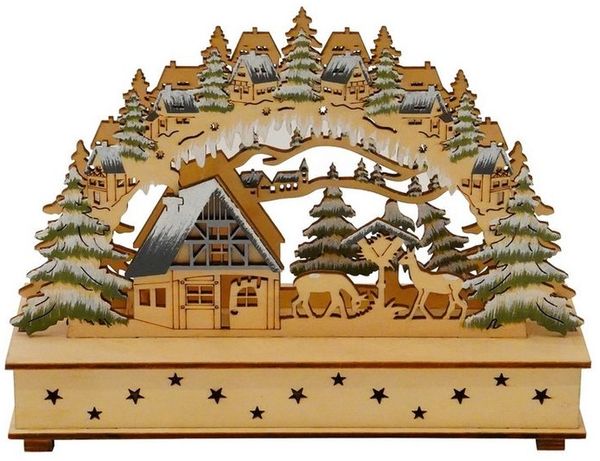 HTI-Living Schwibbogen LED Schwibbogen Futterkrippe (1-tlg), Lichterbogen Weihnachtsdeko batteriebetrieben