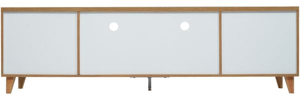 TV-Board aus MDF mit 4 Türen und Stauraum, 175 x 37 x 51 cm, Weiß/Holzfarben Bild 7