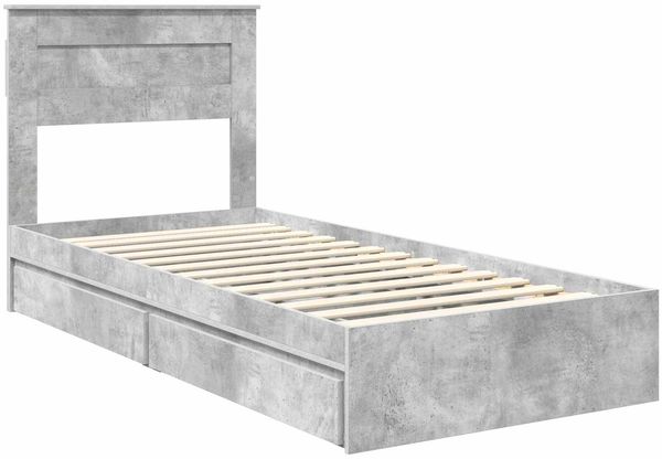 vidaXL Aufbewahrungsbett Beton Grau 90 x 190 cm Holzwerkstoff 3409940 Bild 4
