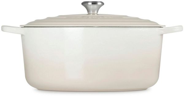 LE CREUSET Bräter Bräter Signature rund meringue 34cm, Emailliertes Gusseisen