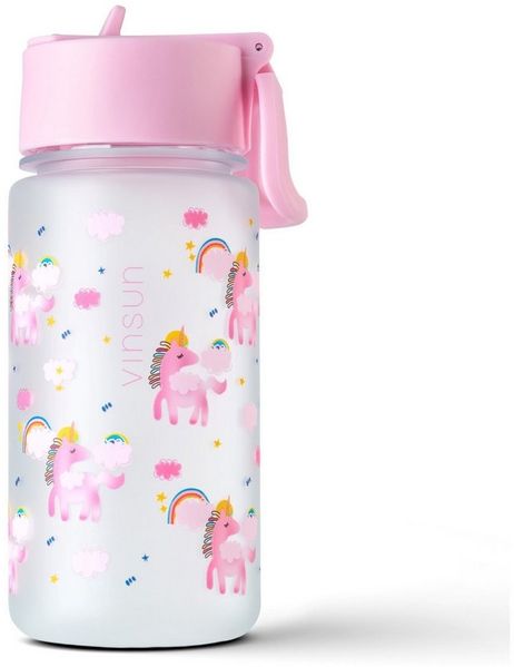Vinsun Trinkflasche Tritan Flasche 500ml Kinder Wasserflasche mit Strohhalm auslaufsicher, BPA frei, bruchsicher, geruchs- & geschmacksneutral, geringes Gewicht