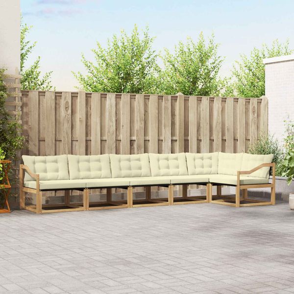 vidaXL Outdoor-Sofagarnitur mit Kissen 6 pcs Weiß und Creme 3388740