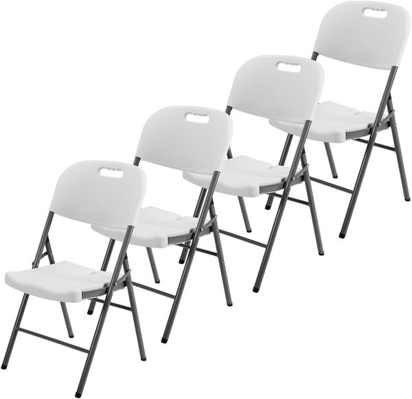 Brixy Klappstühle – 4er-Set – Klappstuhl-Set – Hochwertige Qualität – Wetterfest – Klappstühle – 47 x 54 x 87 cm – Weiß