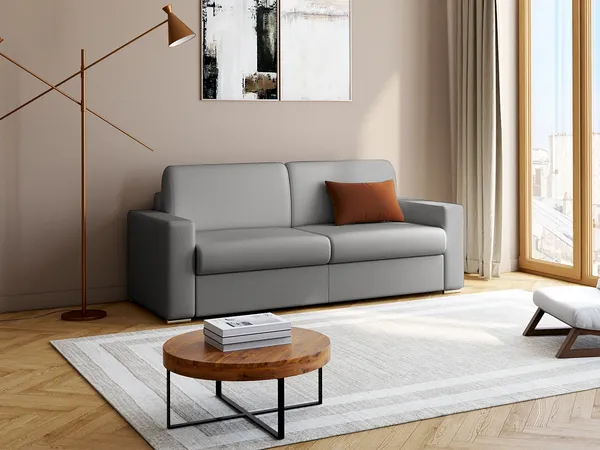 Vente-unique - CALITO Sofa Kunstleder Grau - B 223 cm94 cm x H 99 cm x L 216 cm