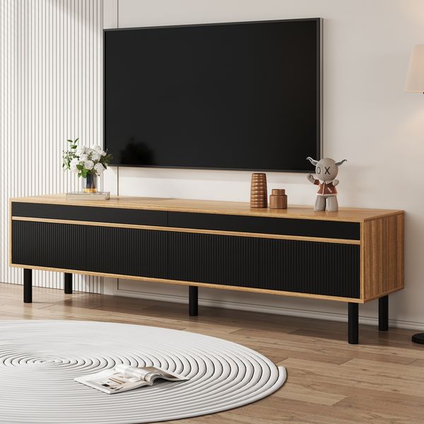 Stilvoller TV-Ständer mit 4 Türen – Schwarz – Hochwertige Materialien und elegantes Design, 170x38x47.7 cm