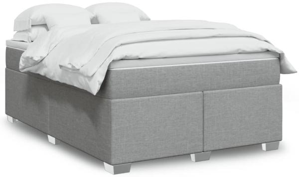 vidaXL Boxspringbett mit Matratze Hellgrau 160x200 cm Stoff 3285144